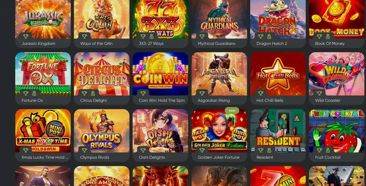 Интерфейс игрового зала Бц Гейм казино со слотами